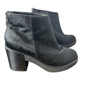 Topshop Black Calf Hair Ankle Booties